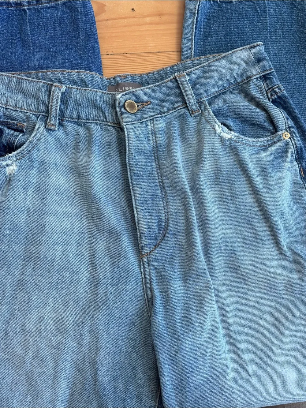 DL1961 Jerry High Rise Vintage Straight Denim Jeans tuxedo stripe button fly 28